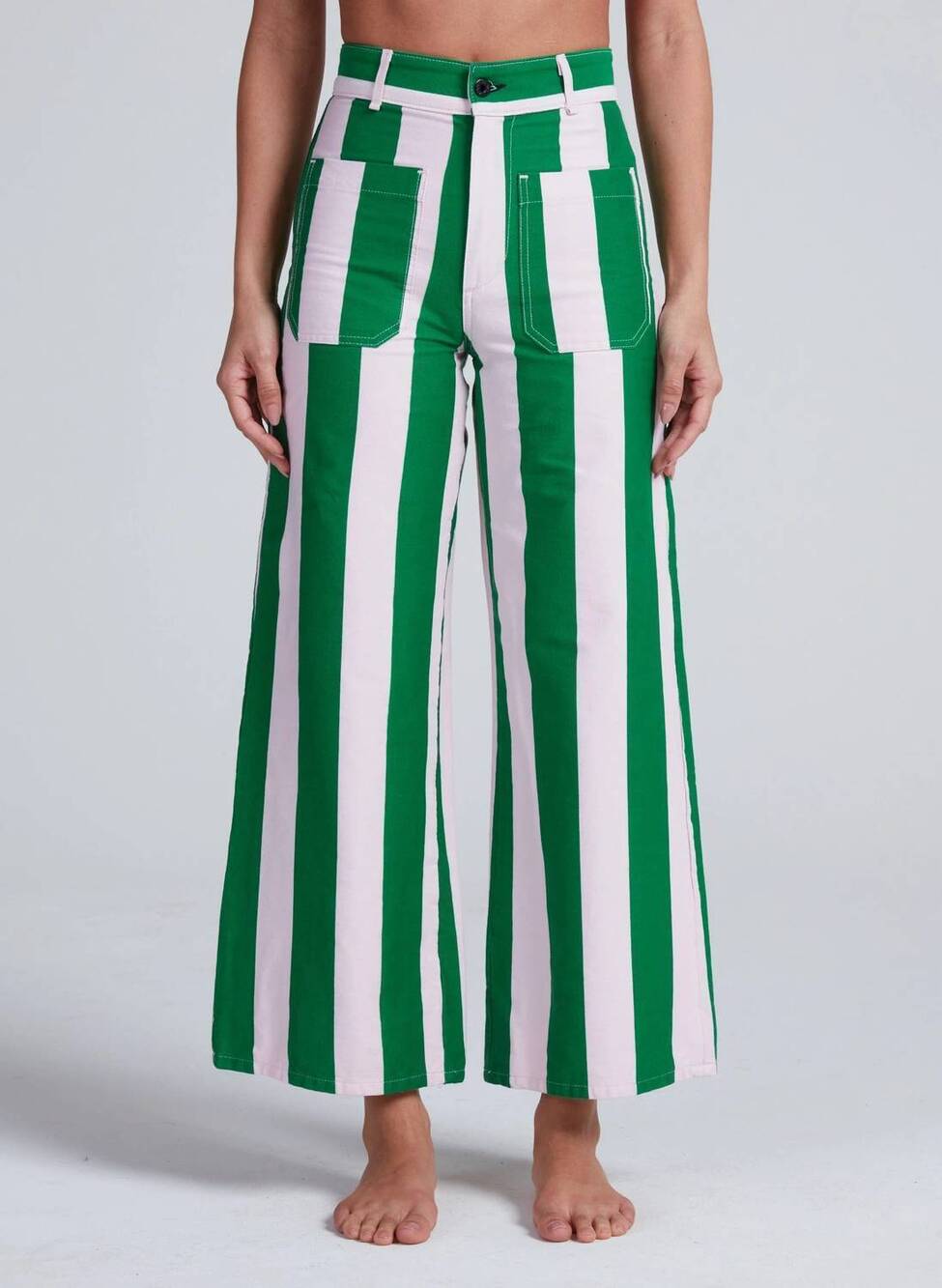 NEW ASKK NY cropped sailor pant in beverly stripe